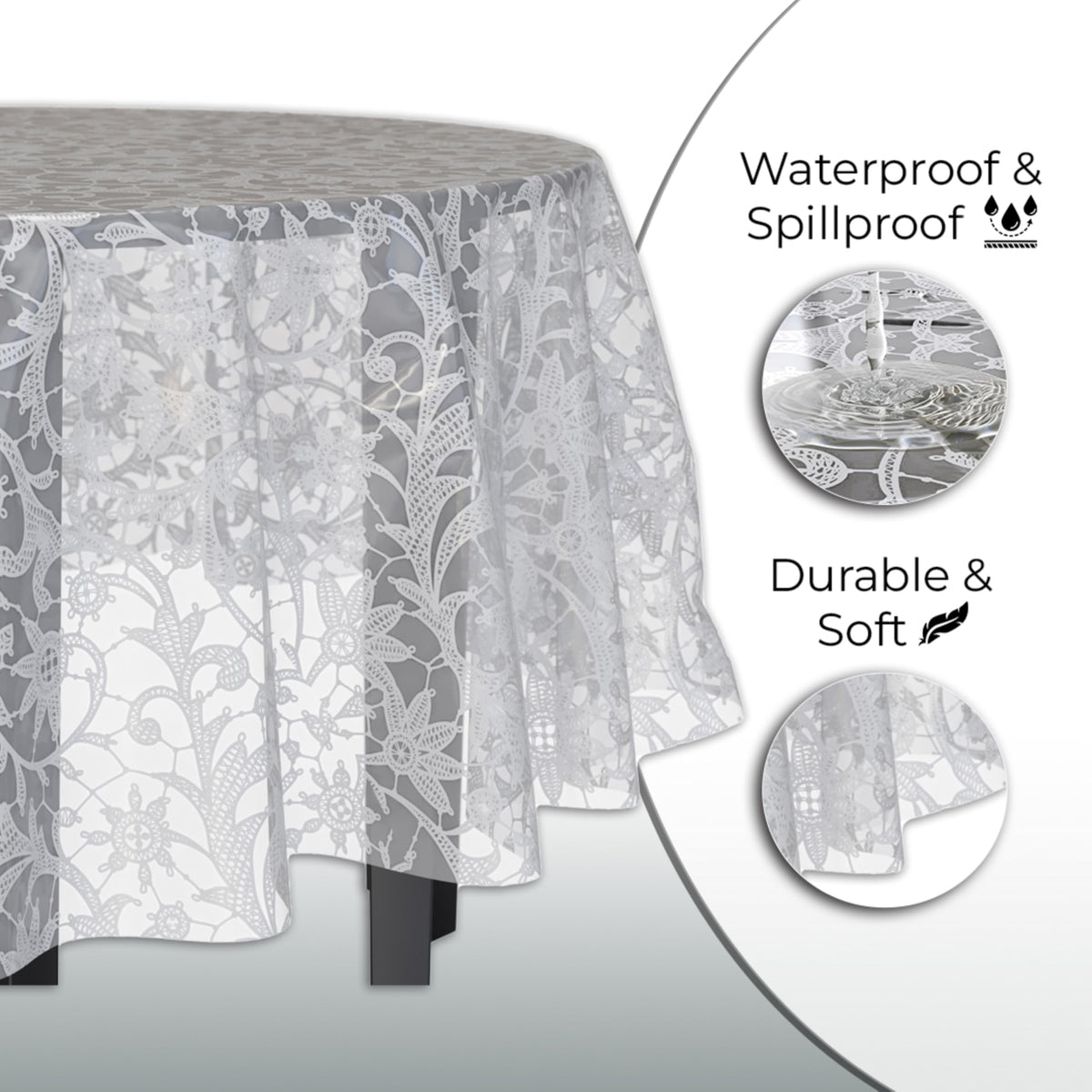 Exquisite white lace round tablecloth cover adds delicate texture to decor