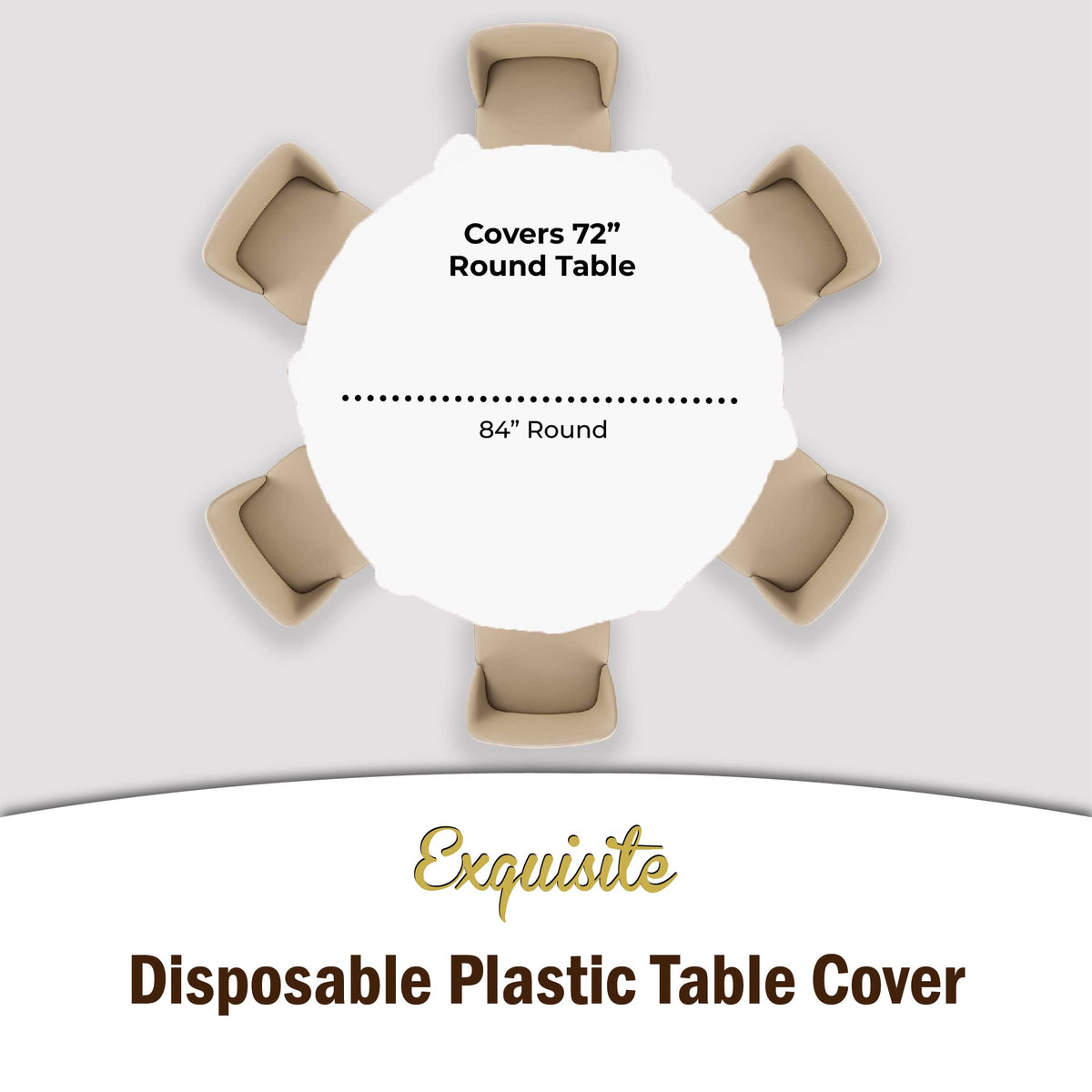Exquisite white round tablecloth protecting surface during meals