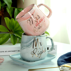 EXREIZST Mr Right mug gray in a two mug set for couples and daily coffee rituals