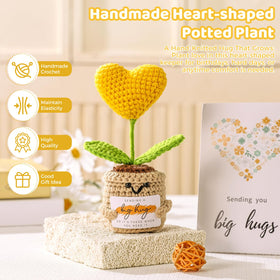 EXTALOW hand knitted love themed mini pot plant adding hopeful charm