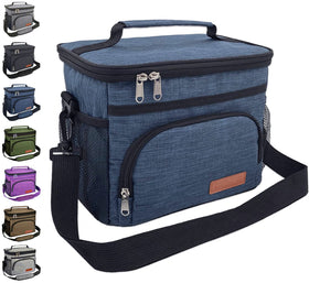 ExtraCharm insulated lunch bag front view showing spacious main compartment for meals.