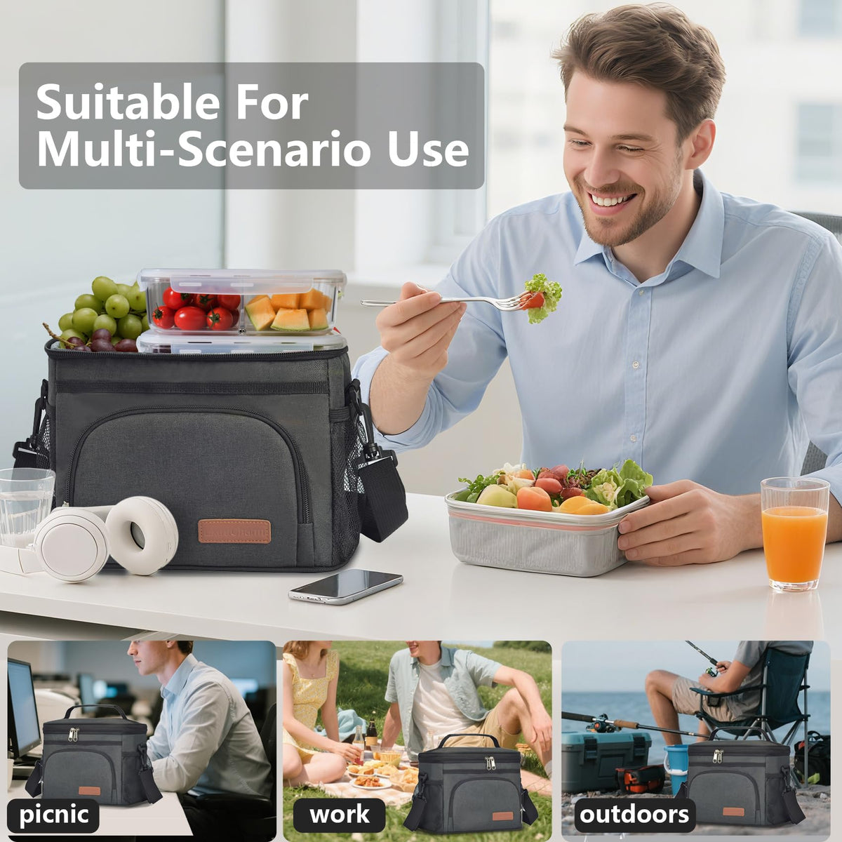 ExtraCharm main compartment shows ample space for lunch and drinks.