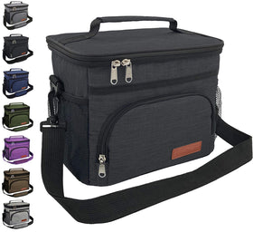 ExtraCharm lunch bag front view in black, ideal for office meals on the go.
