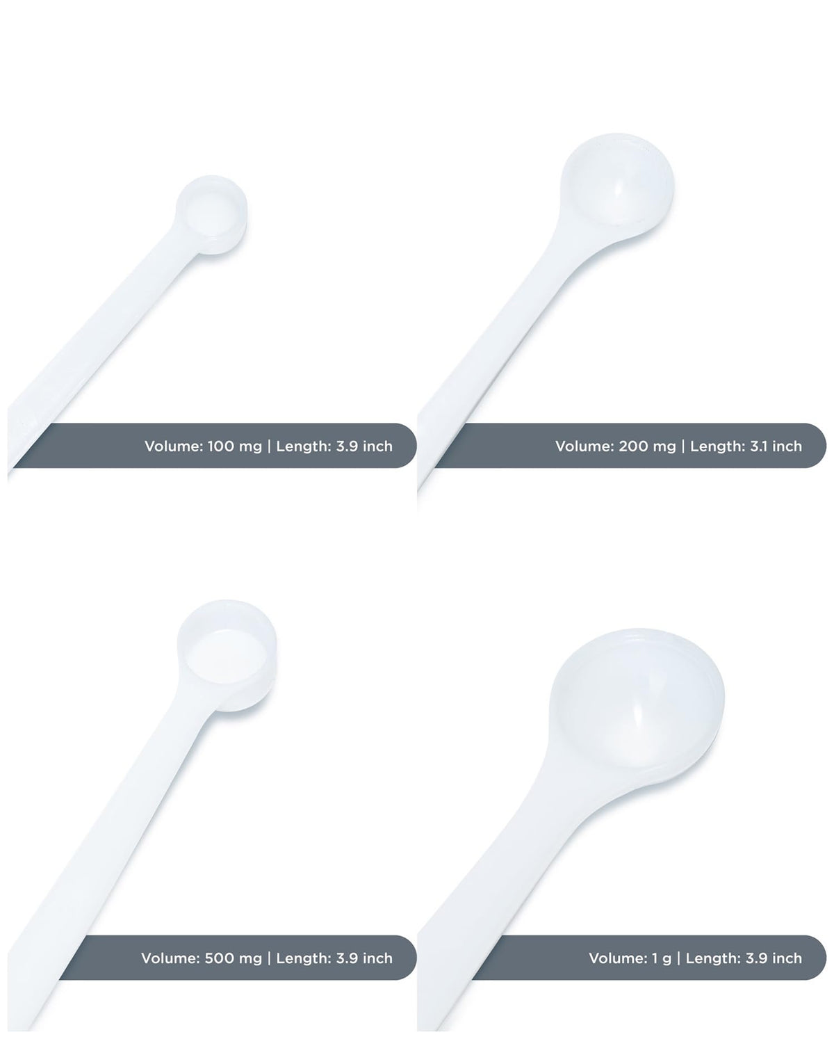Extrakt Manufaktur Hamburg 1 g round white spoon for 1 g measurements.