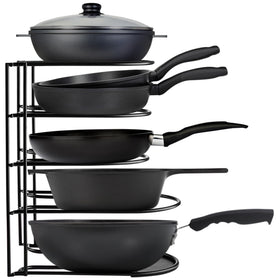 Extreme Matters 5-tier rack, top view for cast iron cookware storage