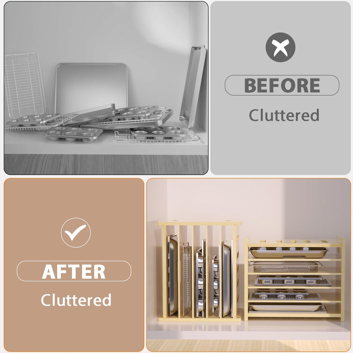 Exttlliy solid wood construction supports heavy bakeware securely.
