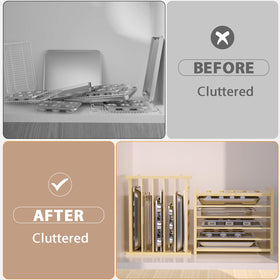 Exttlliy solid wood construction supports heavy bakeware securely.