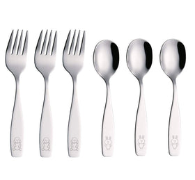 Exzact ANNOVA Kids silverware forks with easy-grip handles for small hands.