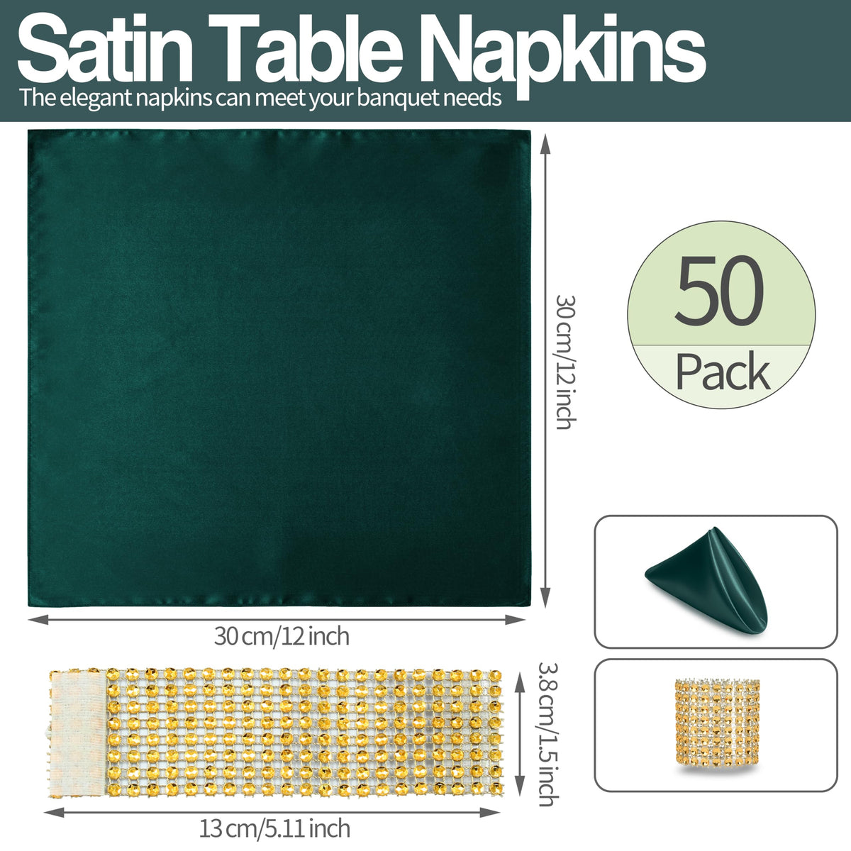 Eychei event decor napkins and rings arranged for a refined banquet table.