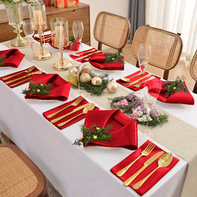 Eychei satin napkins folded elegantly for versatile table decor.