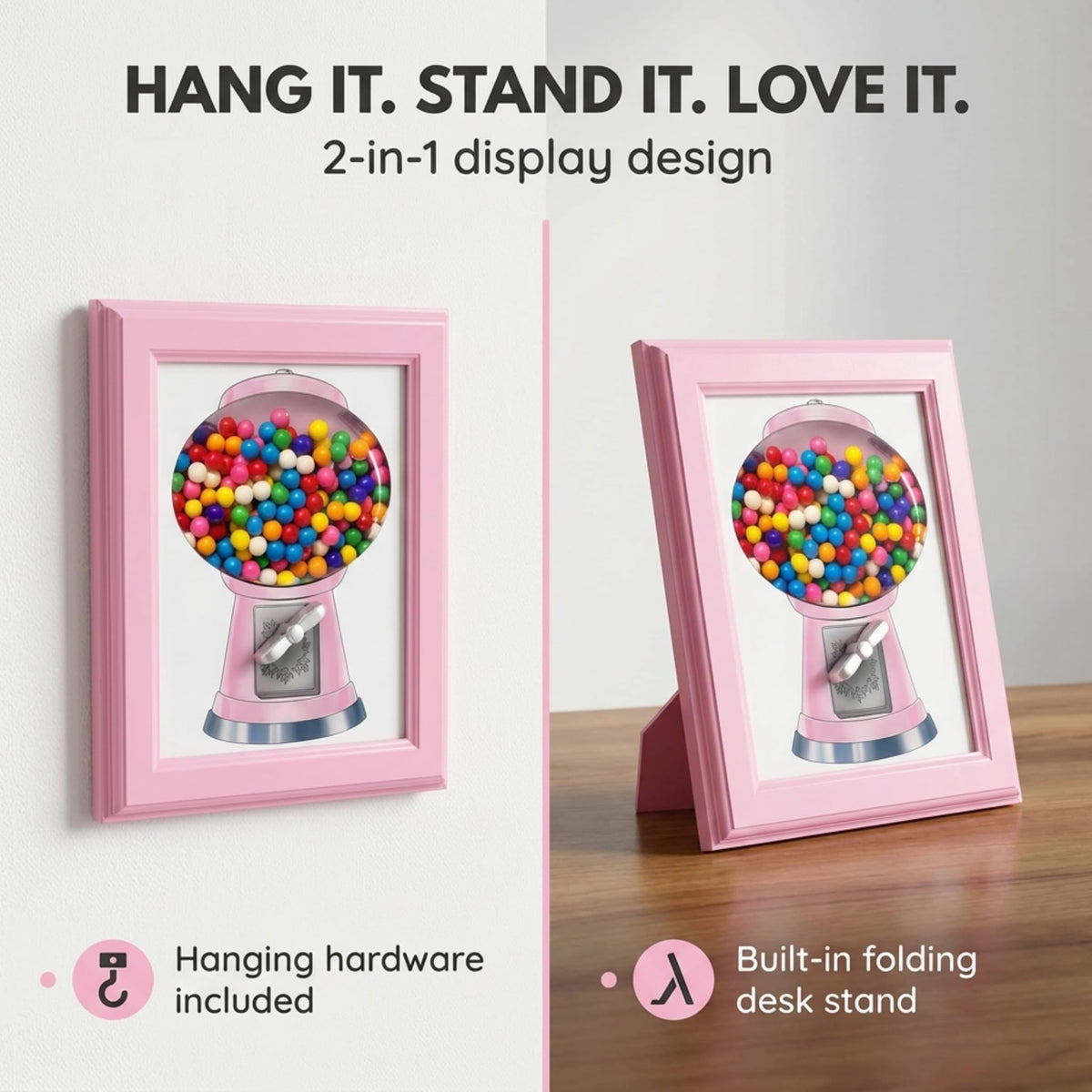 Eye Candy Frame wall-mounted display adds a stylish treats centerpiece.
