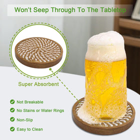 Eykao coasters inside cotton absorbent layer closeup; captures condensation efficiently