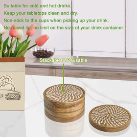 Eykao coaster with non-slip feet bottom; prevents sliding on surfaces
