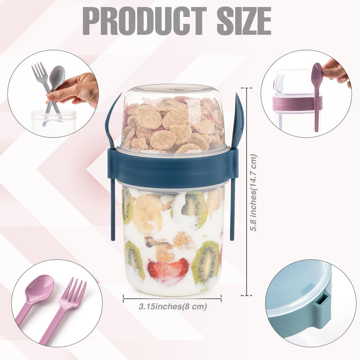 Eynell clear plastic cups with color lids for a stylish meal prep look