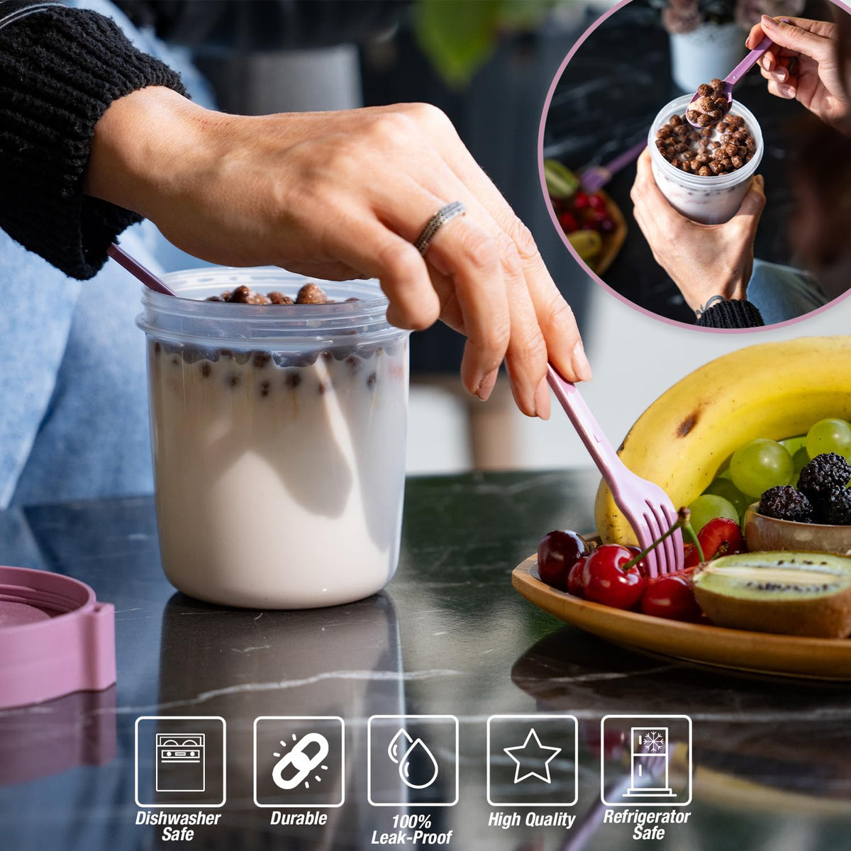 Eynell leak-proof durable plastic cup for fridge or freezer storage
