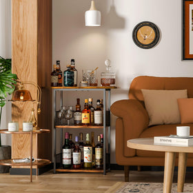 Eyteenokk display for bottles and mugs on a versatile kitchen rack