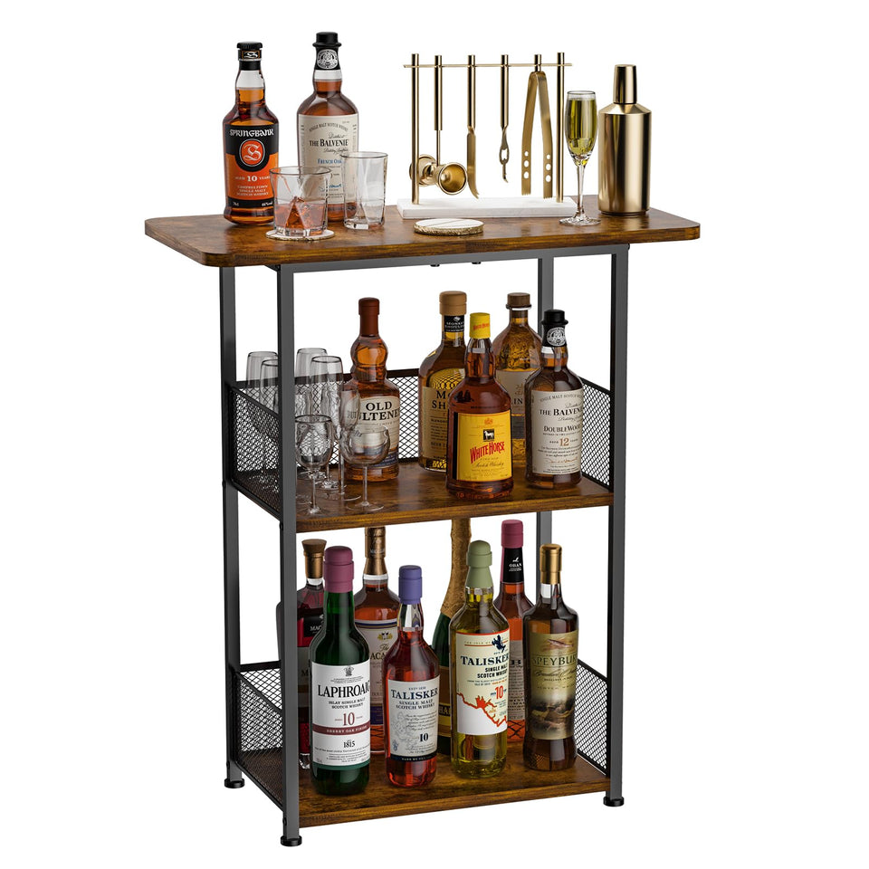 Eyteenokk floor-standing wine rack with 3 tiers for organized bottle display