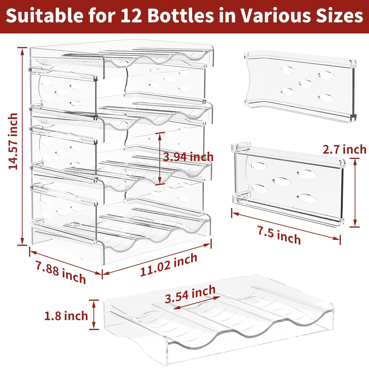 EZ COZY wine bottle storage with angled shelves prevents slipping