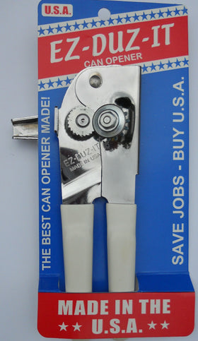 EZ-DUZ-IT white can opener, full product view, built for easy daily use.