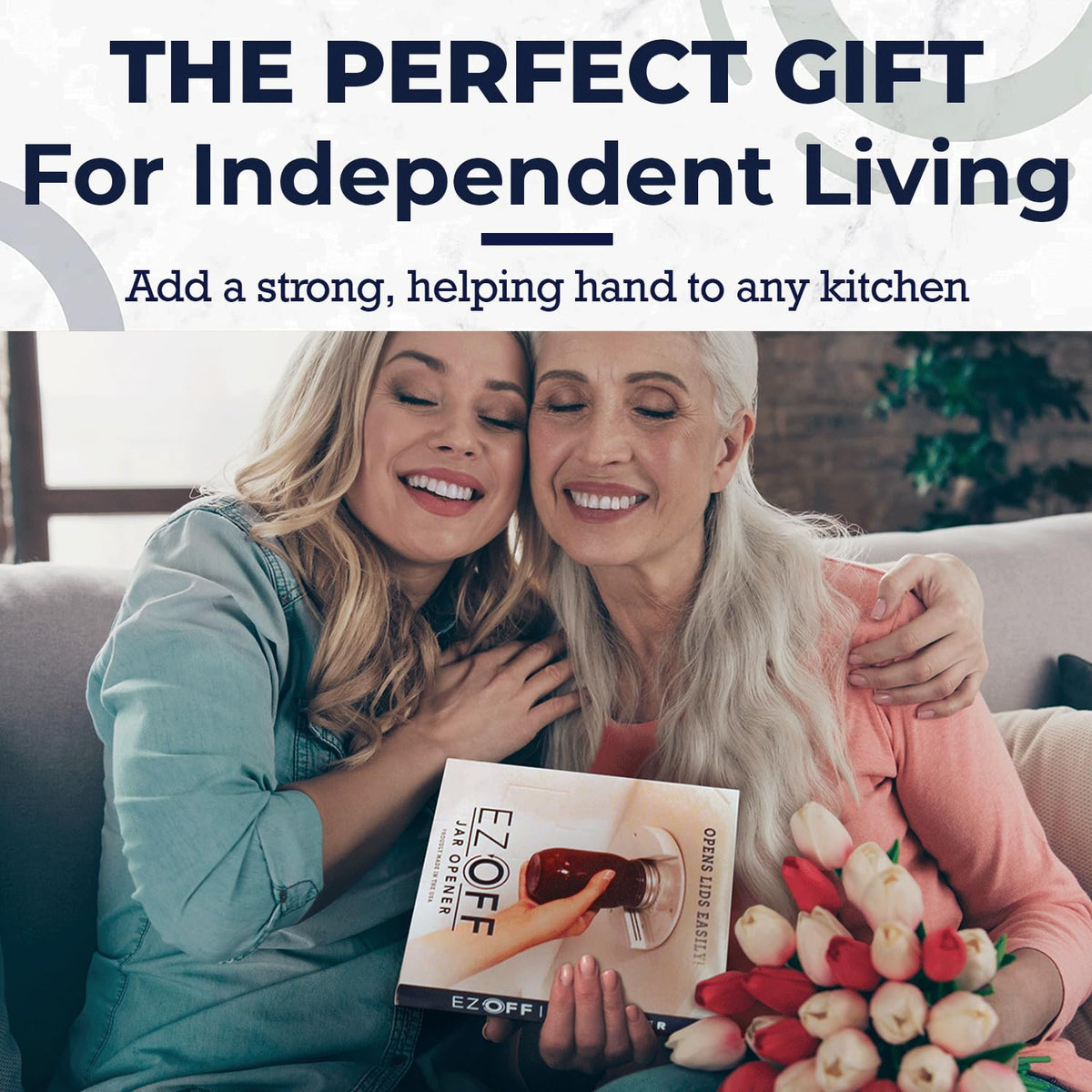Gift-ready EZ Off Jar Opener appeals to seniors and caregivers.