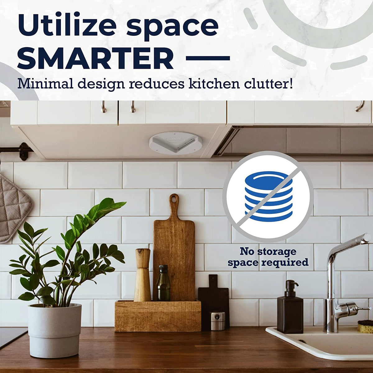 EZ Off includes adhesive and screws for stable under-cabinet installation.