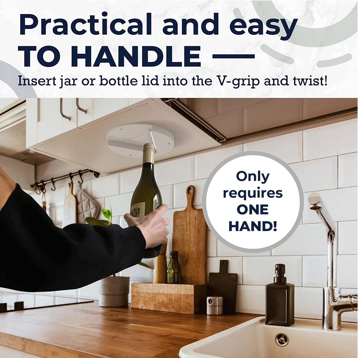 EZ Off senior-friendly design supports independent kitchen tasks.