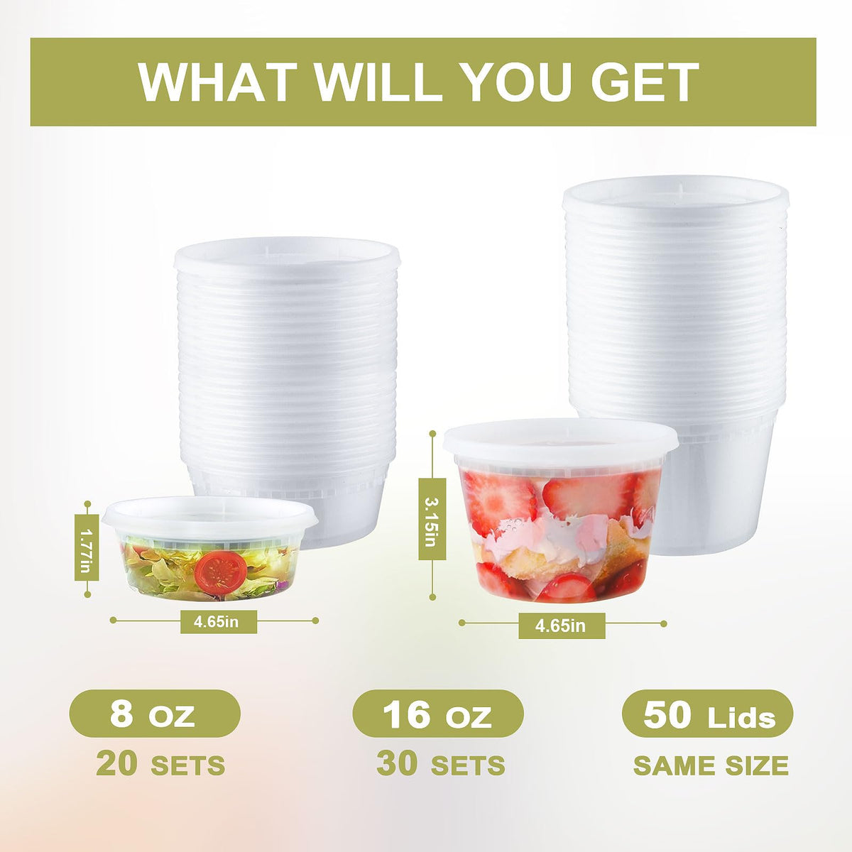 Ezalia deli containers 8oz clear perfect for snacks and sides.