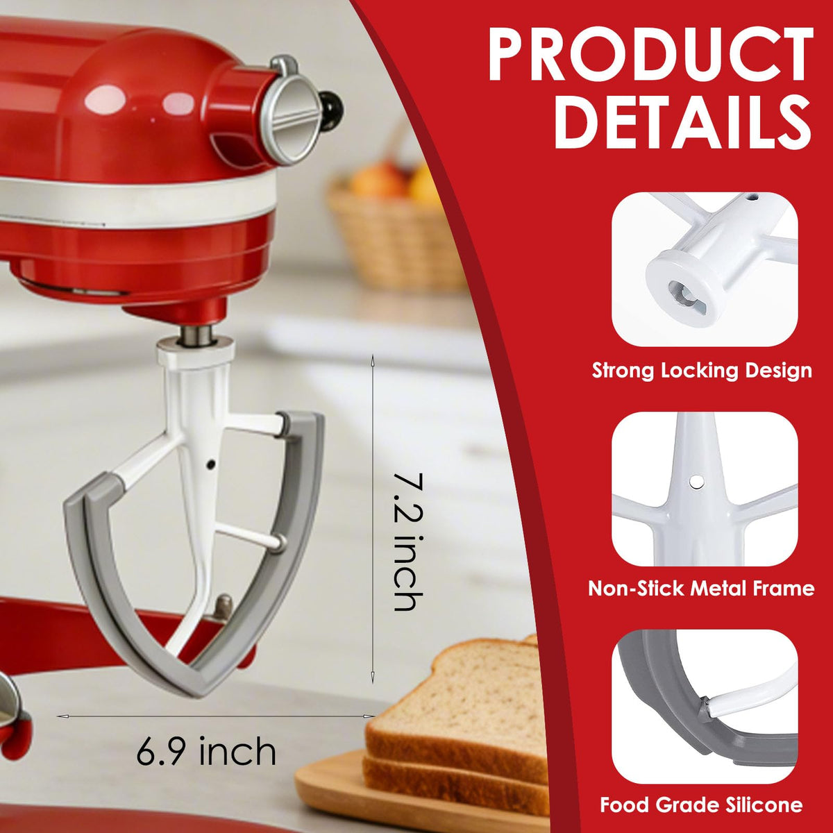 Ezato Beater compatible with 6Qt KitchenAid bowl-lift models for reliable attachment.