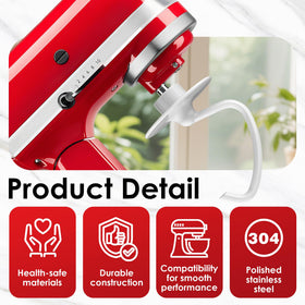 Ezato K45DH dough hook angled view for smooth, even dough mixing.