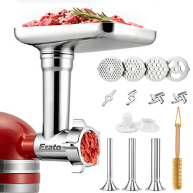 Ezato meat grinder attachment mounted to a KitchenAid mixer for smooth grinding