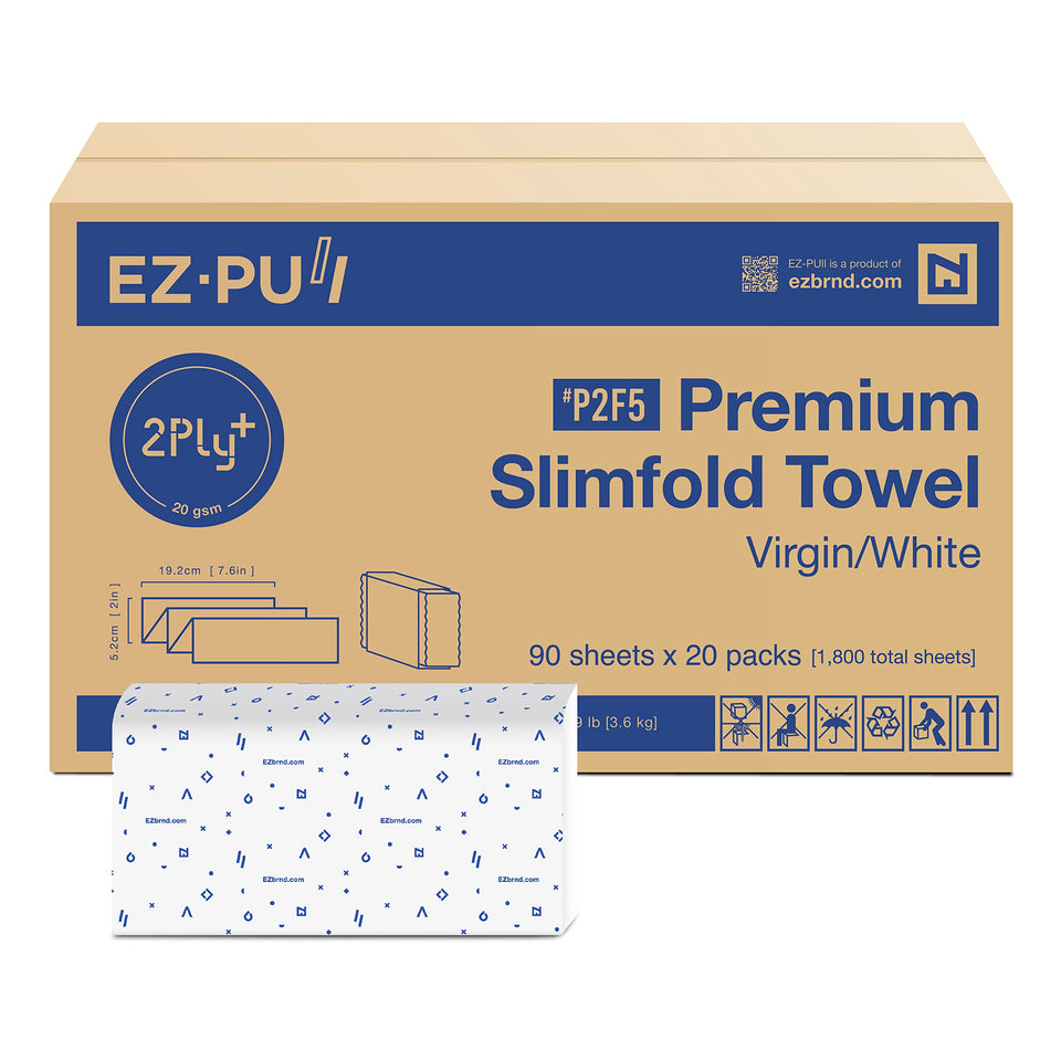 EZPULL Premium Soft 2-Ply SlimFold towels in packaging for quick, absorbent cleaning