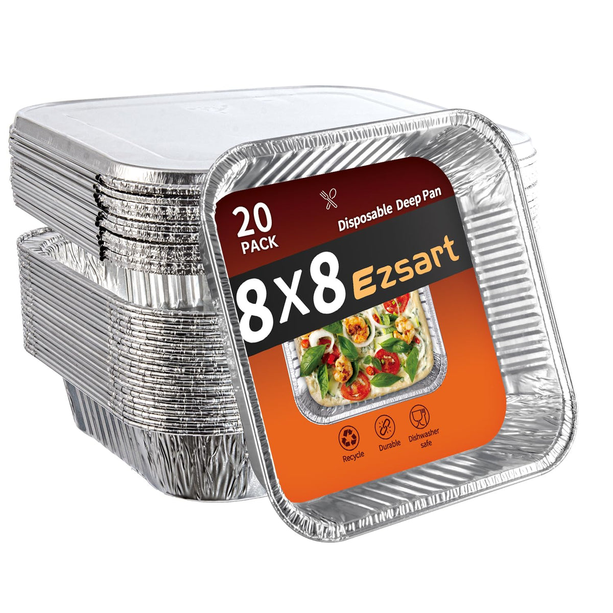 Ezsart 8x8 aluminum pans with lids for bulk baking and easy storage