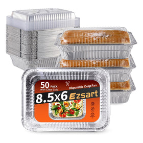 Ezsart aluminum pan with clear lid, ideal for baking and reheating
