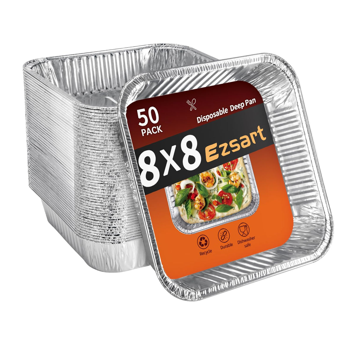 Ezsart aluminum 8x8 pack pans for easy prep, baking, and serving