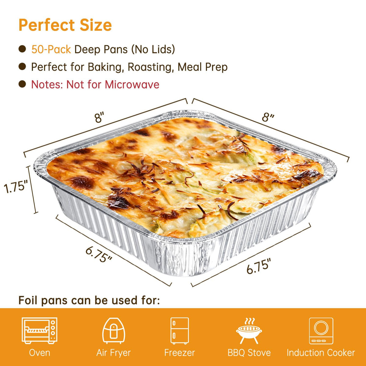 Ezsart deep foil pans 1.75 inches height prevent spills during cooking
