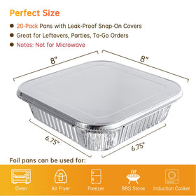 Ezsart square pans with lids featuring a 6.75-inch cooking surface for even heat
