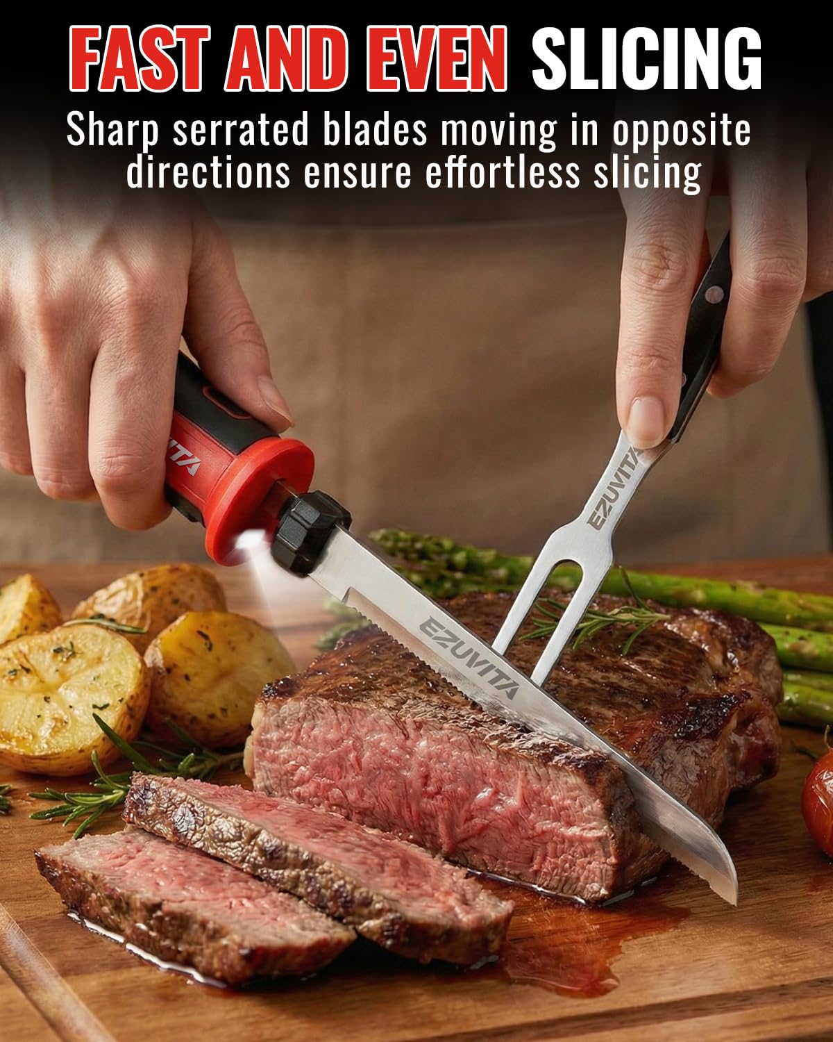 EZUVITA meat and bread blade sets enable versatile kitchen carving