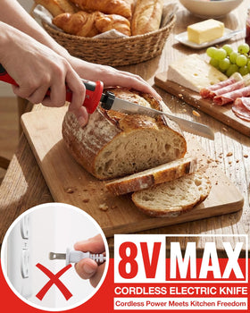 EZUVITA reciprocating blades slicing smoothly for turkey, meat, and bread