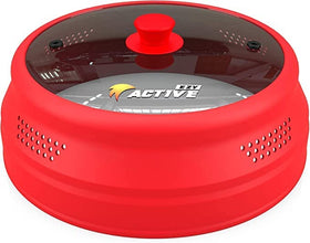 EZY ACTIVE collapsible microwave cover glass lid assists in splatter control during reheating.