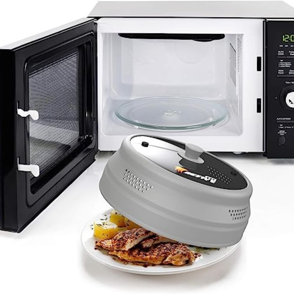 EZY ACTIVE collapsible cover, open view, easy to check progress while reheating meals.