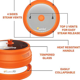 EZY ACTIVE dishwasher-safe microwave cover for easy cleanup after meals.