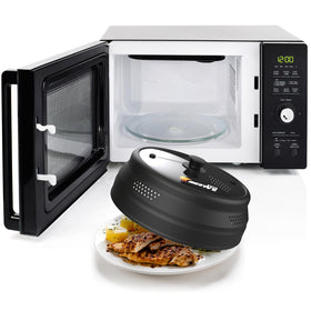 EZY ACTIVE glass and silicone splatter guard keeps microwaving tidy