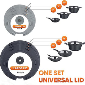 EZY ACTIVE universal lid fits 10-12 inch black pan with clear view.