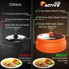 EZY ACTIVE 98-hole vent design reduces moisture buildup inside the microwave.
