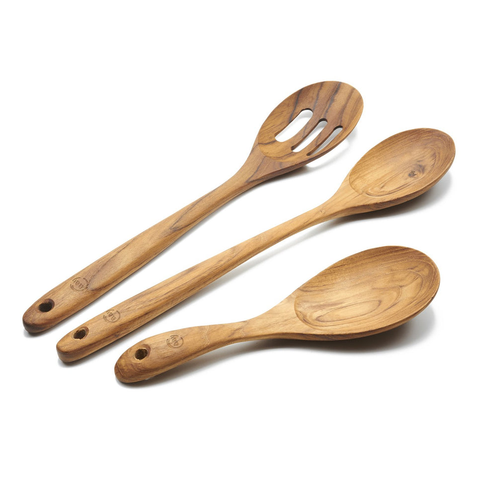 FAAY 3-in-1 teak cooking spoon with ergonomic grip for precise stirring