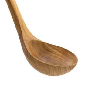 FAAY Teak Ladle demonstrating the 2.4 oz capacity for portioning.