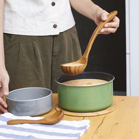 FAAY Teak Ladle made from eco-friendly materials with coconut oil finish.