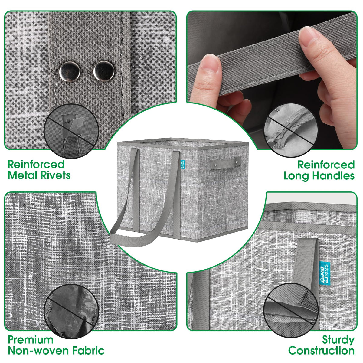 Fab totes folded-flat display illustrating compact storage after shopping trips