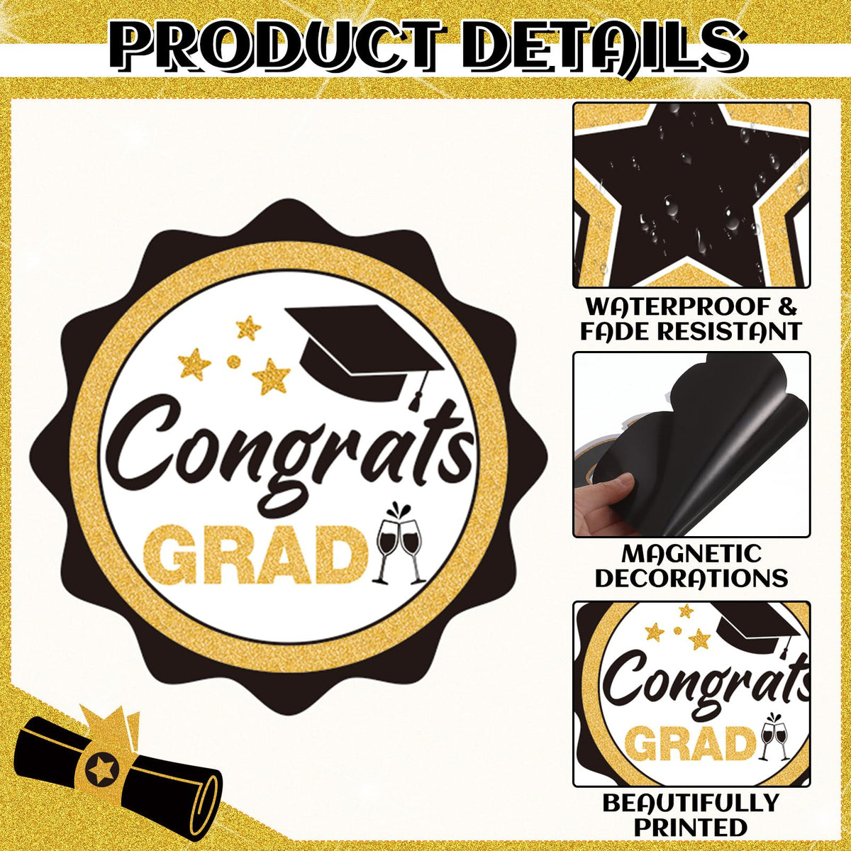 Fabbay Doctor Hat pattern magnet suits graduation décor on metal surfaces