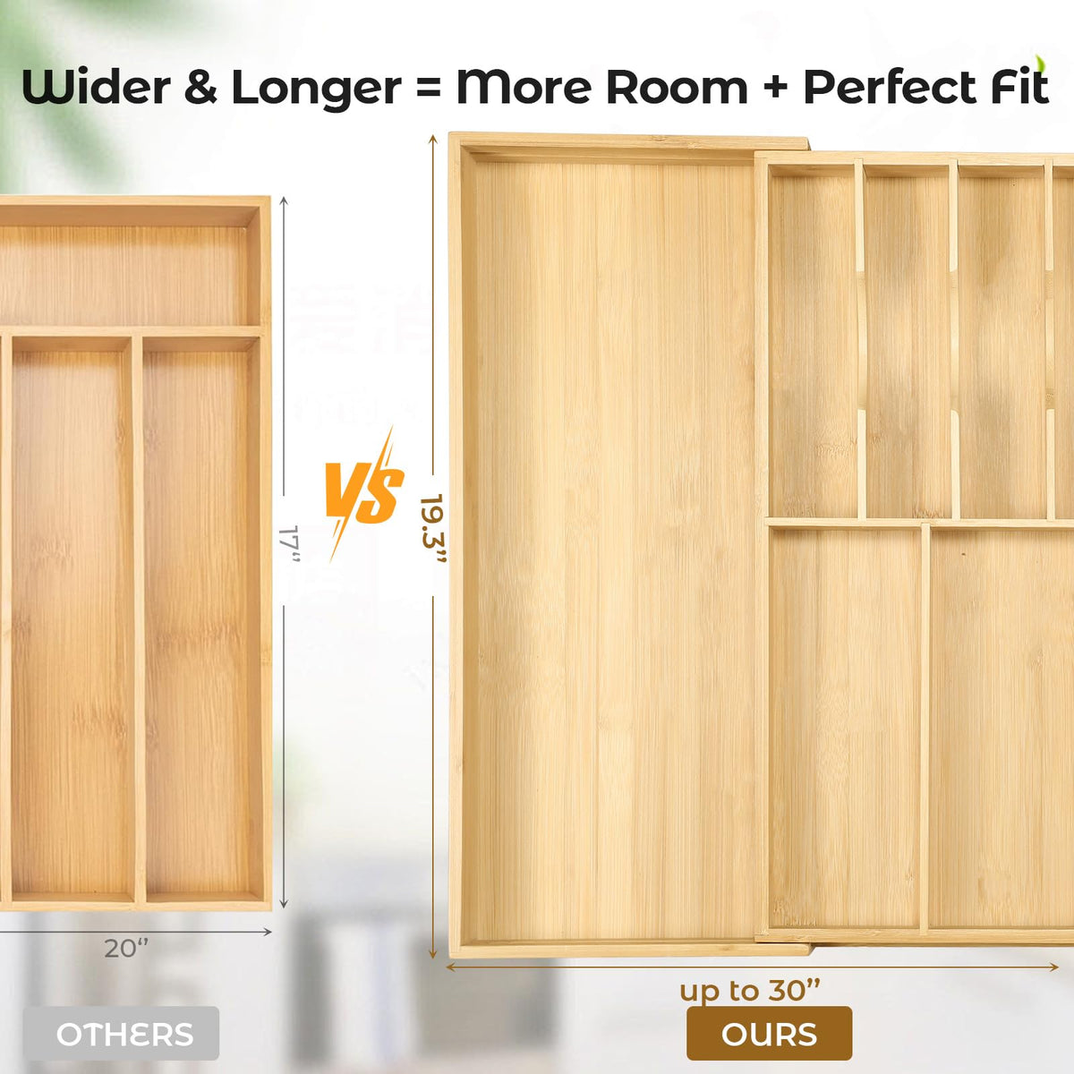Fabsome bamboo organizer finish is scratch-resistant and durable.